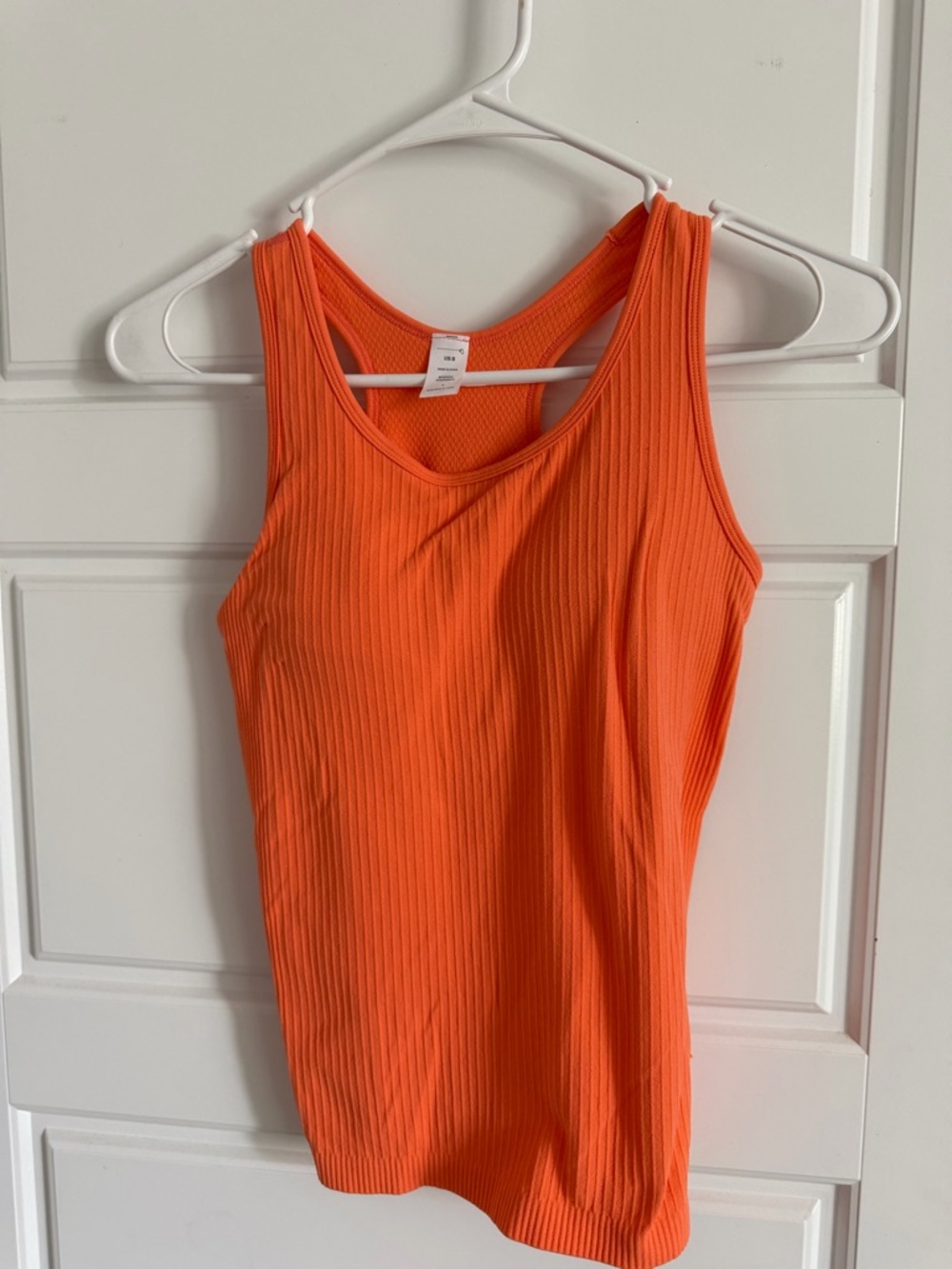 Ribbed Sleeveless Tank Top - Bright Orange